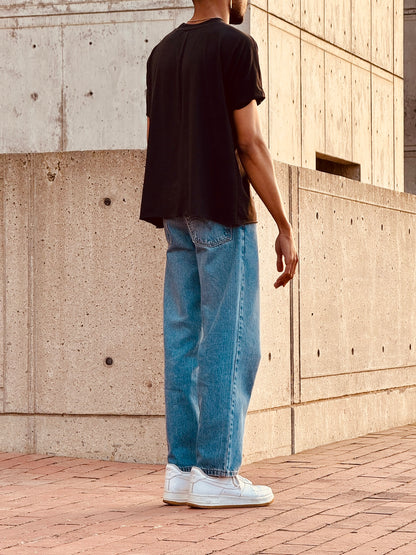 Essential Rolled Hem Black Tee